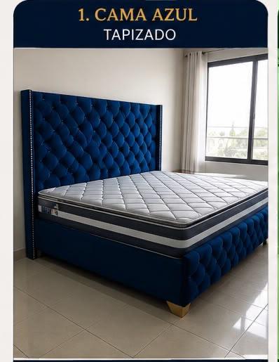 CAMA CAPITONE 3 PLAZAS BOTON TAPIZADO
